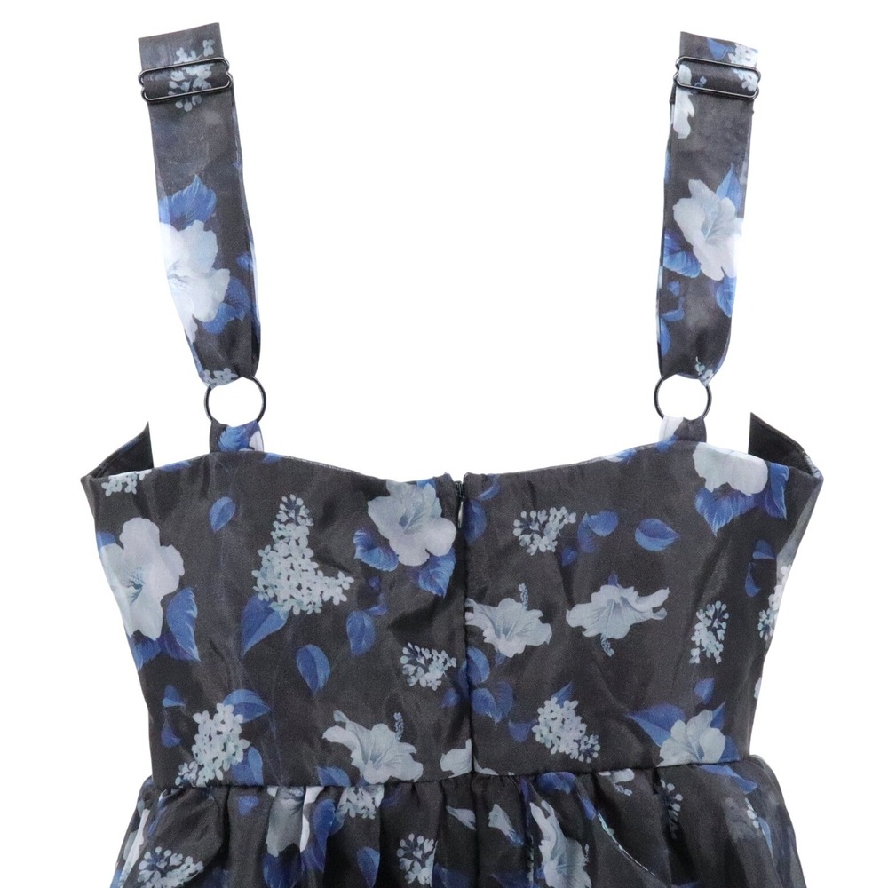 NWT Lulus Delightful Look Midi Dress Floral Organza Sweetheart Blue Black M - Picture 6 of 10